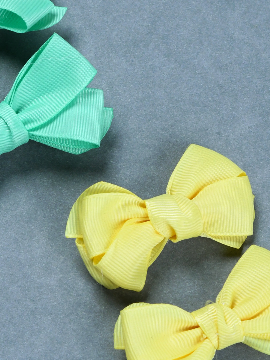 Pack Of 4 Solid Hair Bow Clips - Green, Yellow