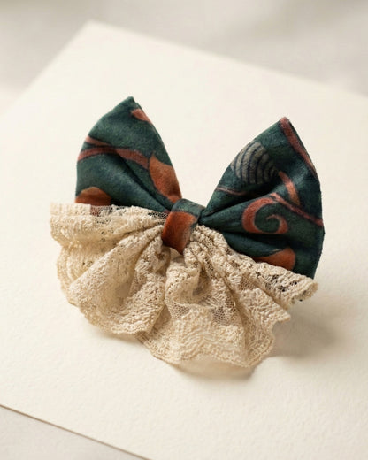 Multicolor Velvet & Lace Bow Alligator Hairclip