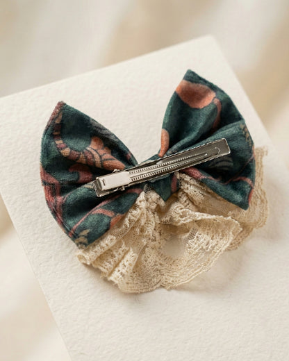 Multicolor Velvet & Lace Bow Alligator Hairclip