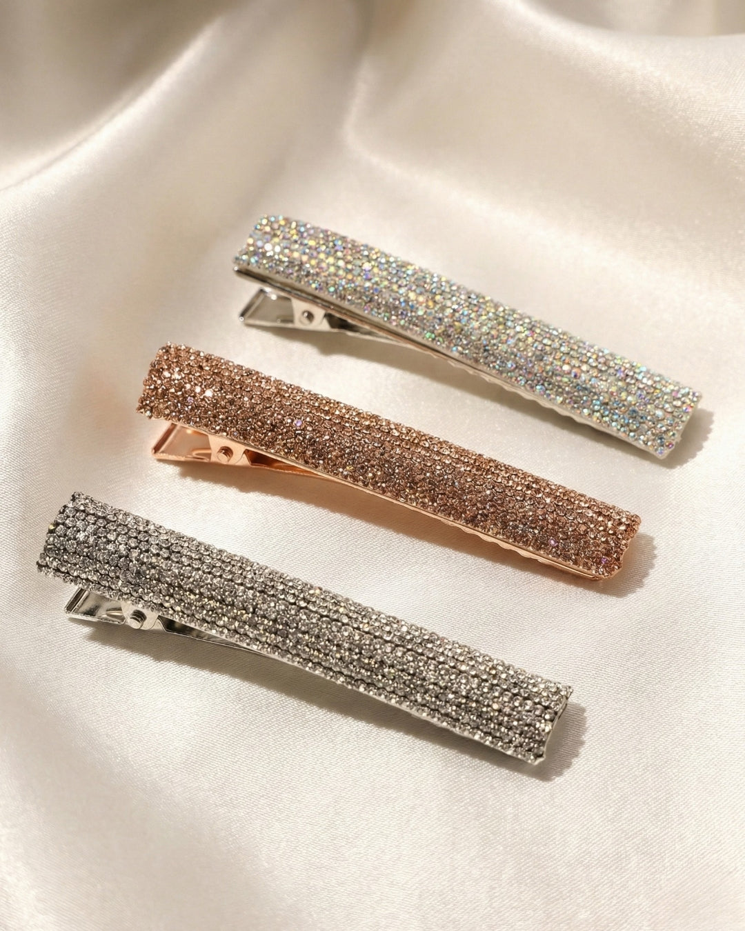 Multicolor Set of 3 Crystal Embellished Hairclips