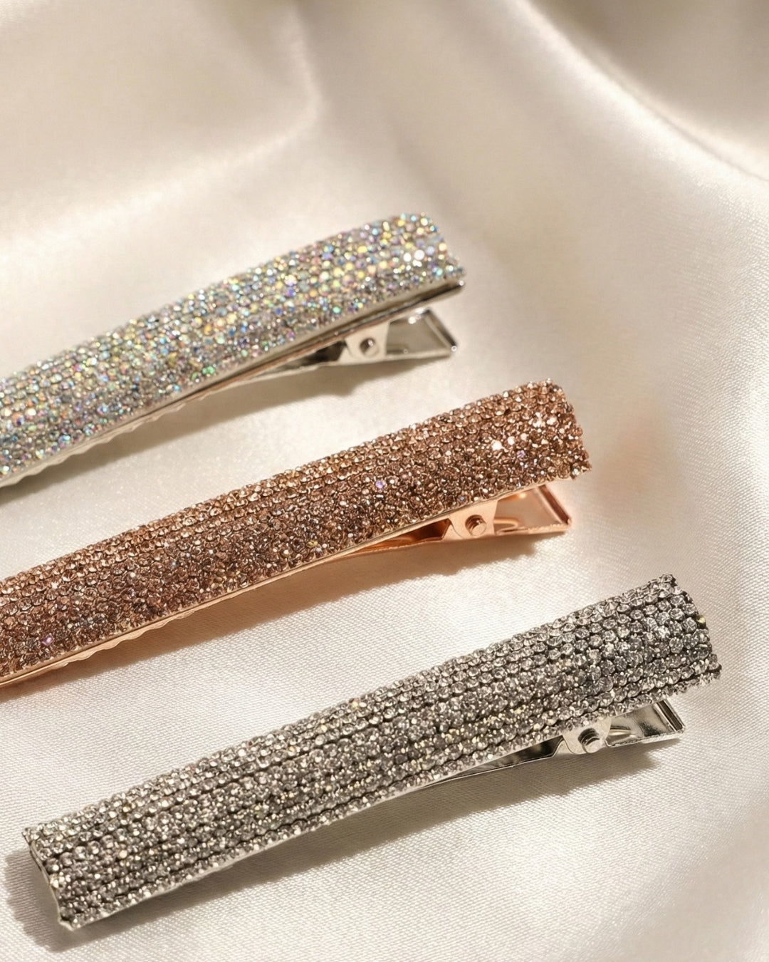Multicolor Set of 3 Crystal Embellished Hairclips