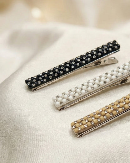 Multicolor Set of 3 Crystal Embellished Hairclips