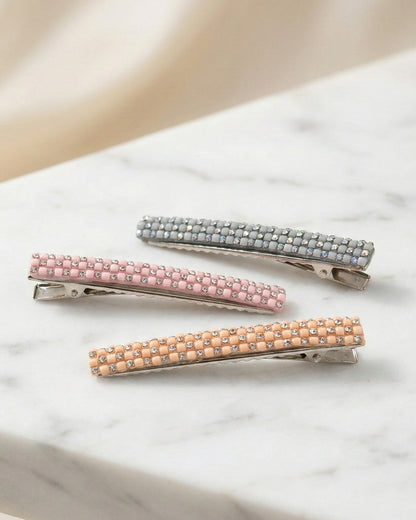 Multicolor Set of 3 Crystal Embellished Hairclips