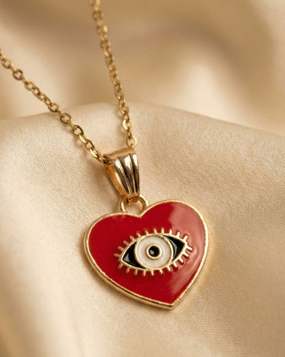 Red Evil Eye Pendant with Chain Set for Girls