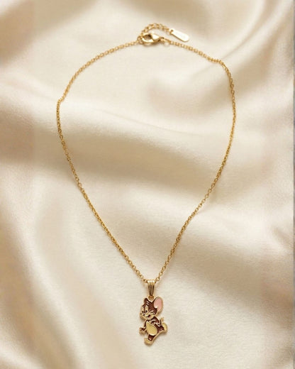 Playful Brown Jerry Charm Pendant Necklace Jewelry Set for Girls