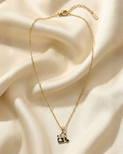Playful Panda Pendant Necklace Jewelry Set for Girls