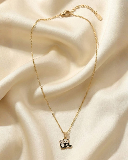 Playful Panda Pendant Necklace Jewelry Set for Girls