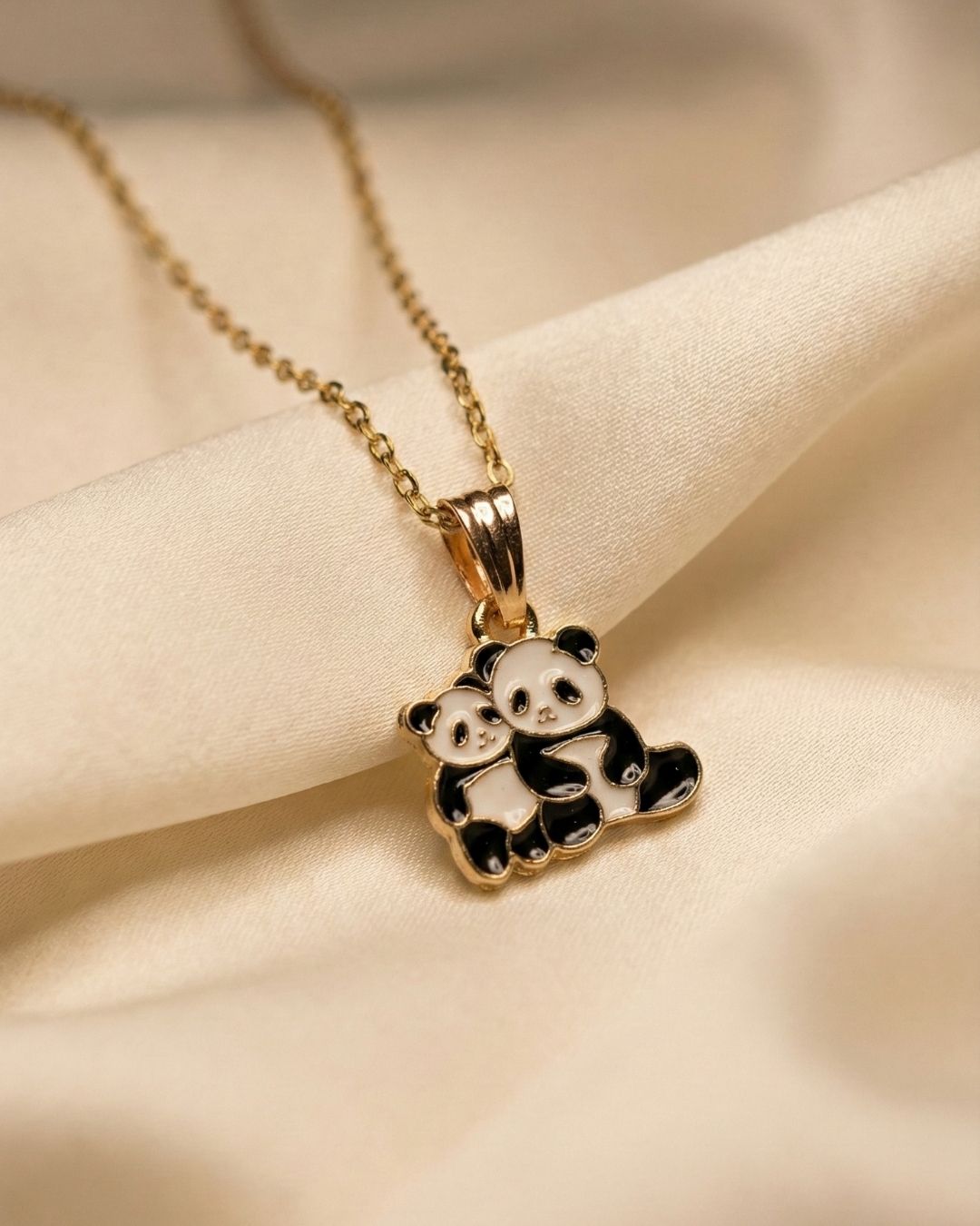 Playful Panda Pendant Necklace Jewelry Set for Girls