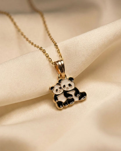 Playful Panda Pendant Necklace Jewelry Set for Girls