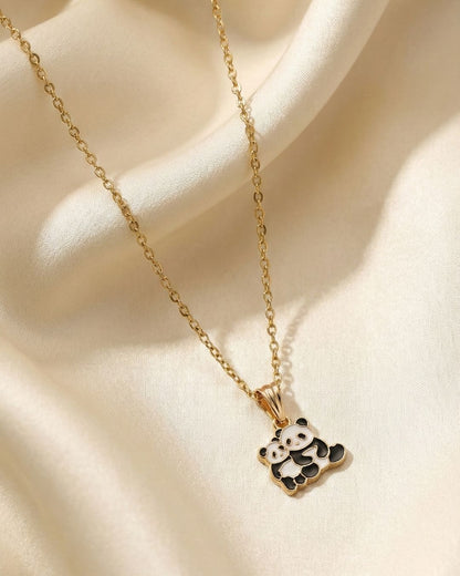 Playful Panda Pendant Necklace Jewelry Set for Girls