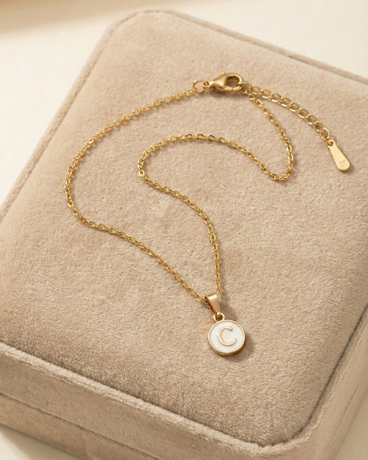 Initial Letter C Pendant With Chain