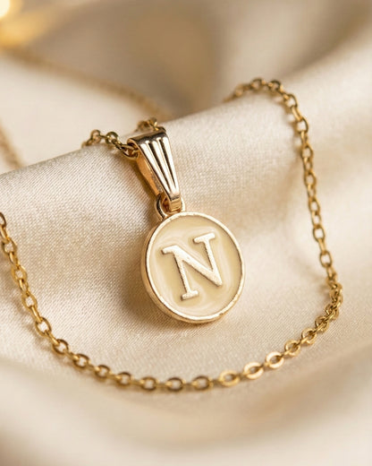 Initial Letter N Pendant With Chain