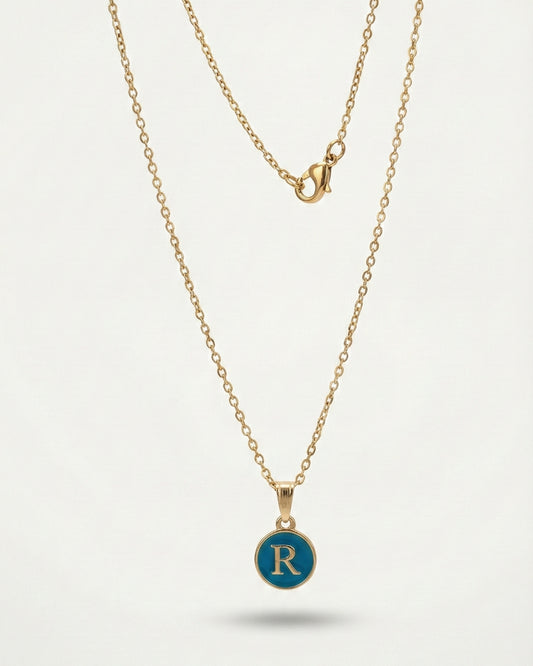 Initial Letter R Pendant With Chain