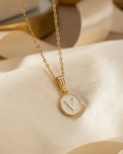 Initial Letter V Pendant With Chain