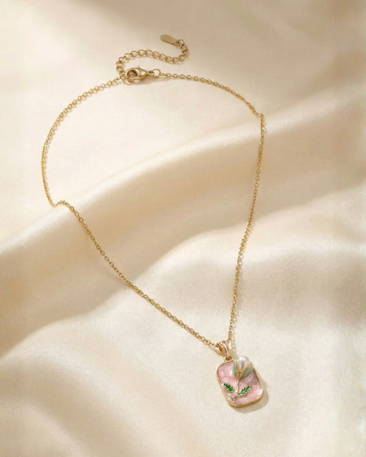 Flower Embellishment Pendant With Chain