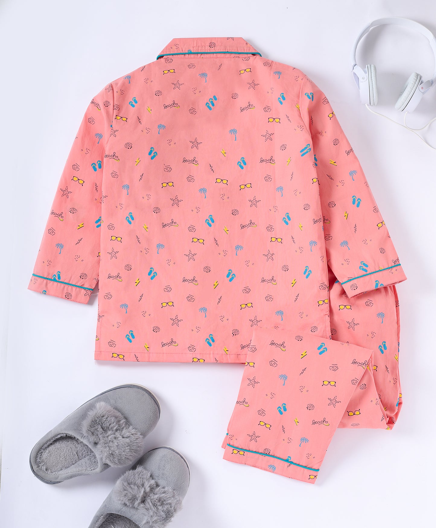 Beach Theme Printed Pure Cotton Night Suit for Kids