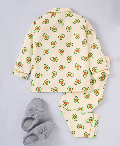 Avocado Printed Pure Cotton Night Suit for Kids