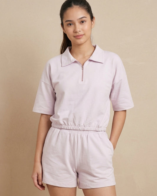 Mauve Cotton Loopknit Lounge Co-Ord Set for Girls
