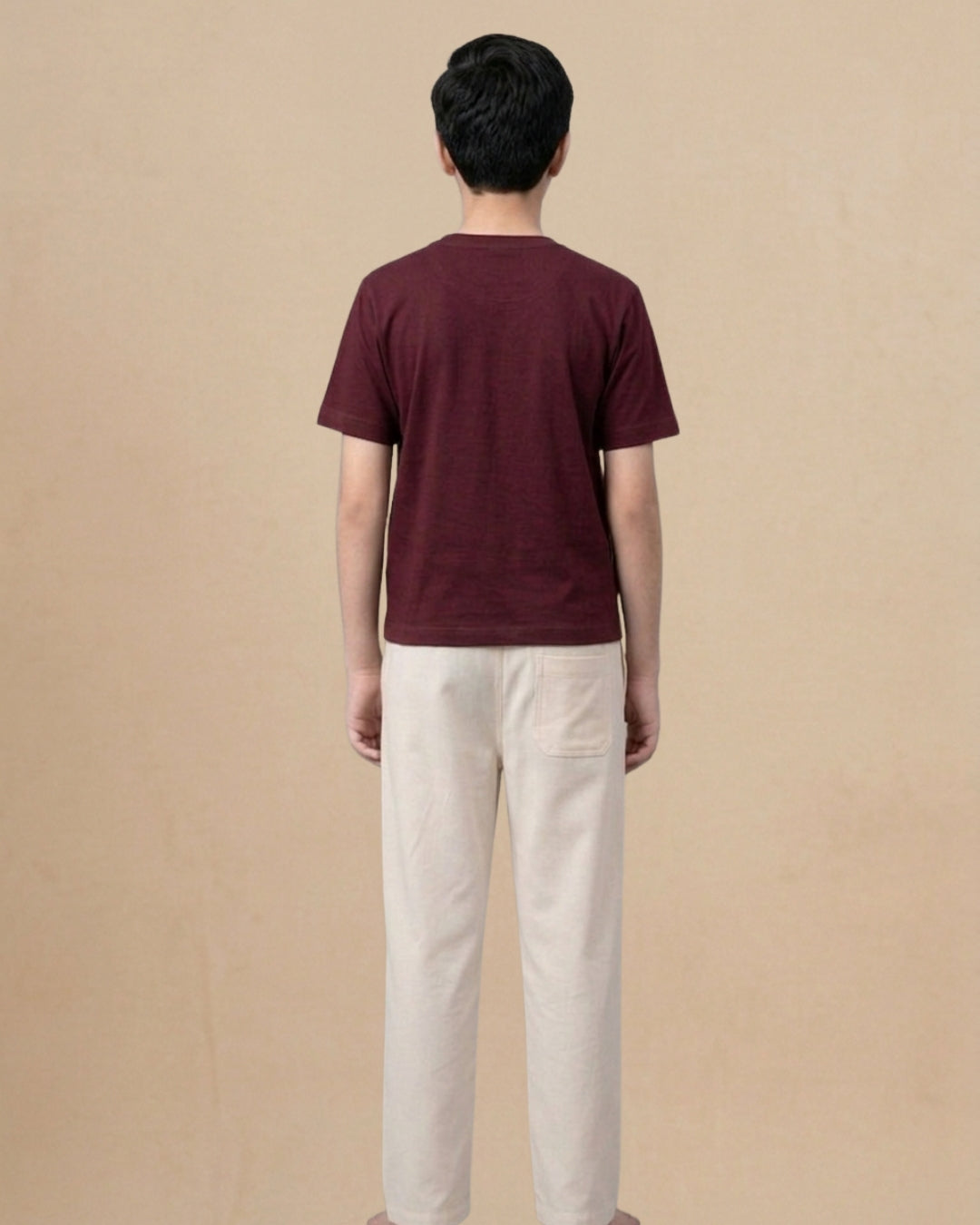 Marron Premium Cotton Typographic Printed T-Shirt with Off-White Pyjama for Boys