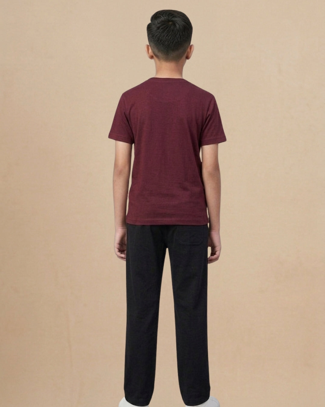 Marron Premium Cotton Typographic Printed T-Shirt with Black Pyjama for Boys