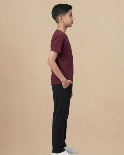 Marron Premium Cotton Typographic Printed T-Shirt with Black Pyjama for Boys