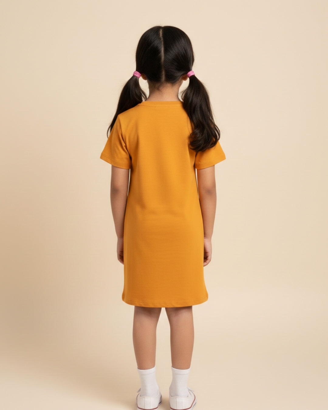 Mustard Butterfly Printed Cotton Night Dress for Girls