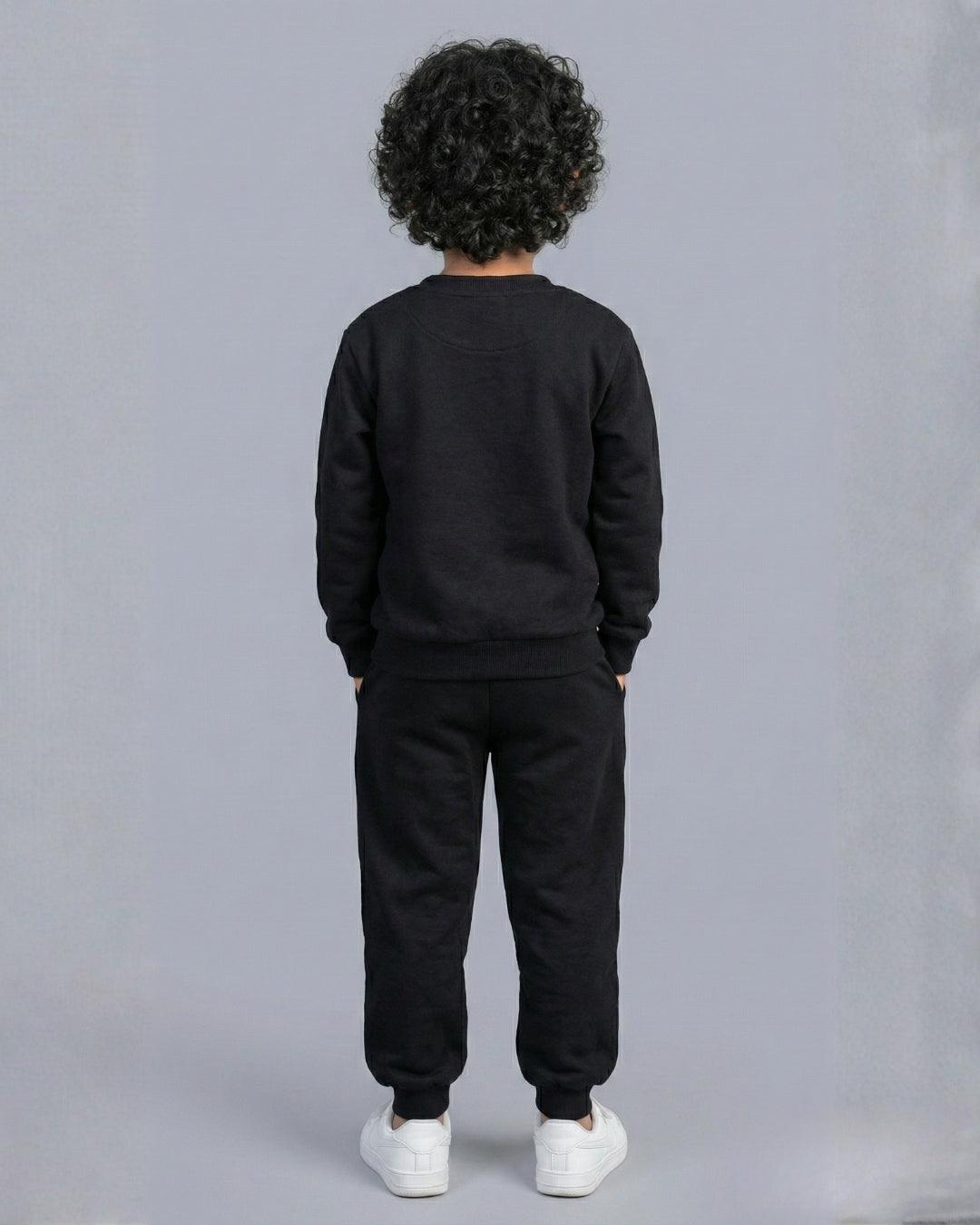 Funkrafts Boys Premium Cotton Full Sleeves Frog Embellishment Jogger Set - Black