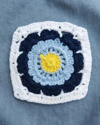 Crochet Flower Applique Premium Cotton Full Sleeves Blue Jogger Set for Girls