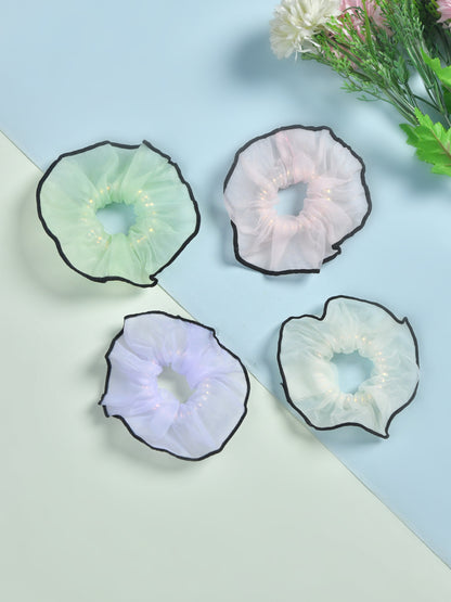Pack of 4 Pastel Organza Hair Scrunchies for Girls