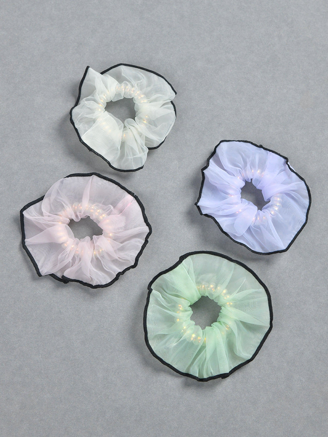 Pack of 4 Pastel Organza Hair Scrunchies for Girls