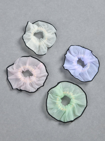 Pack of 4 Pastel Organza Hair Scrunchies for Girls