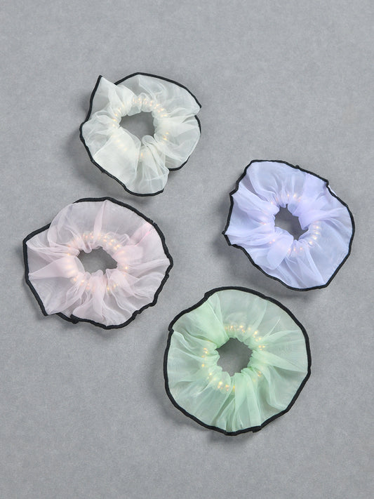Pack of 4 Pastel Organza Hair Scrunchies for Girls