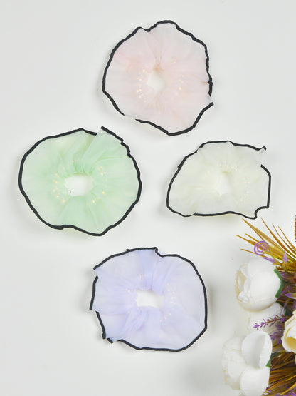Pack of 4 Pastel Organza Hair Scrunchies for Girls