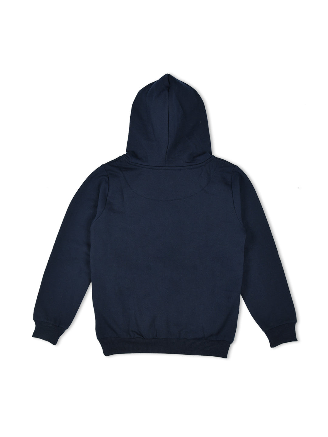 Navy Blue Cotton Fleece Unisex Kids Hooded Sweatshirt