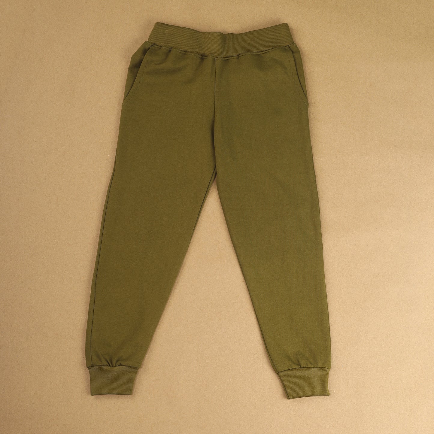 Olive Green #OOTD Pure Cotton Typographic Joggers Set with Pockets for Kids