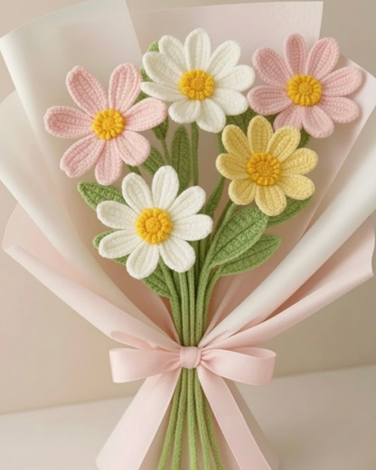 Handmade Crochet Colorful Daisy Flower Bouquet