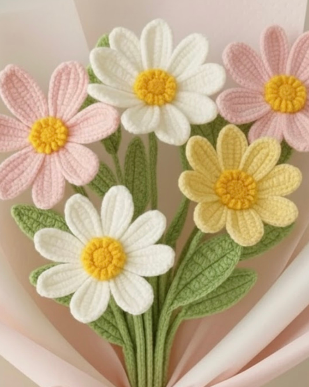 Handmade Crochet Colorful Daisy Flower Bouquet