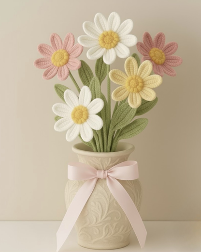 Handmade Crochet Colorful Daisy Flower Bouquet