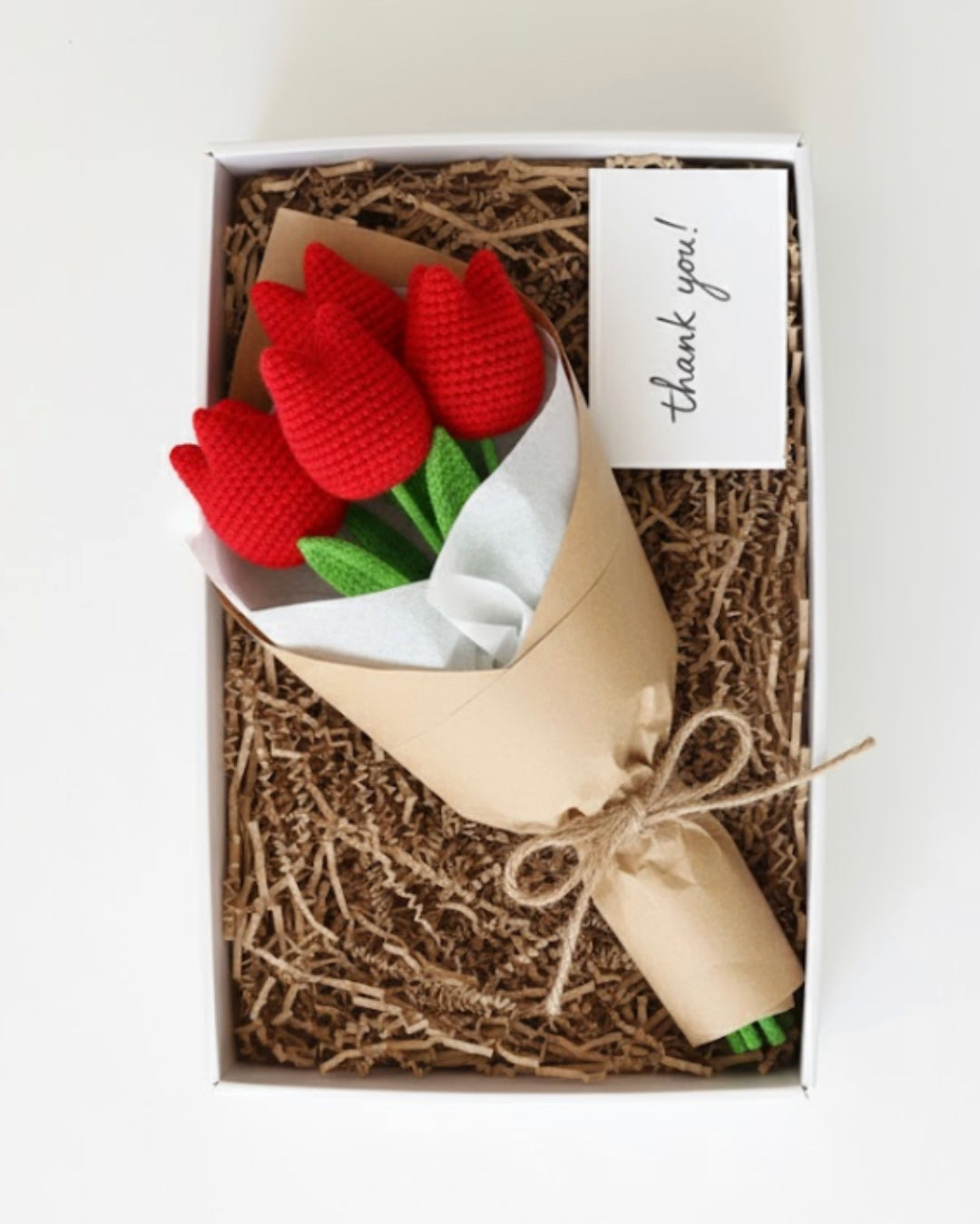 Handmade Crochet Red Tulip Jumbo Bouquet