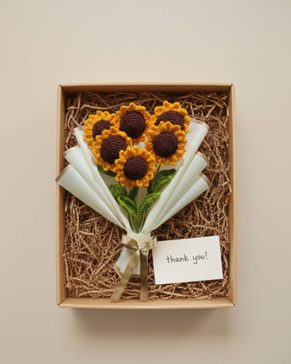 Handmade Crochet Sunflower Bouquet