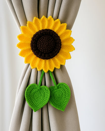 Handmade Crochet Sunflower Curtain Tie