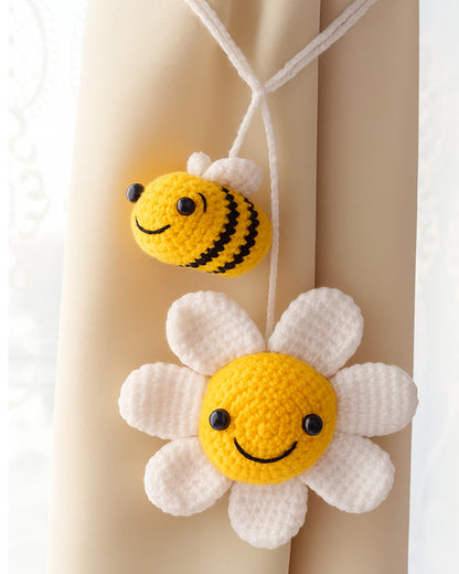 Handmade Crochet Honey Bee Curtain Tie