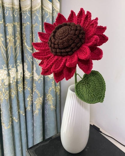 Handmade Red Crochet Home Accent Flower