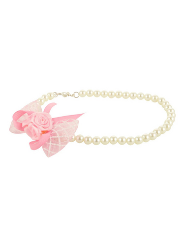 Pearl Necklace and Bracelet With Rose - Pink