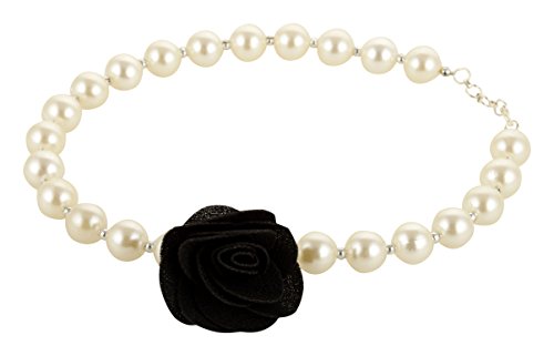 Black Pearl Necklace With Rose