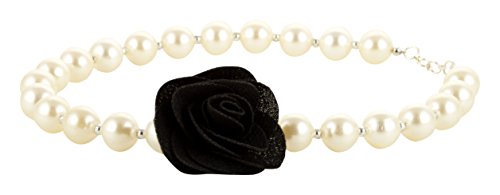 Black Pearl Necklace With Rose