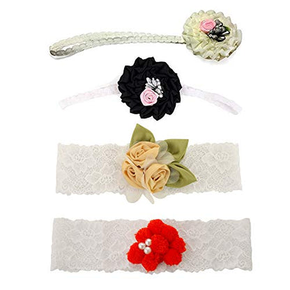 Pack of 4 Multicolor Embellished Cute Headbands for Girls