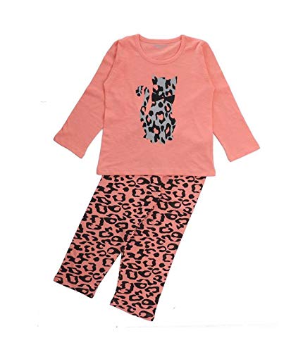 Coral Kitten Printed Cotton Night Suit for Girls
