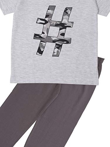 Grey Hashtag Printed Cotton Boys Night Suit