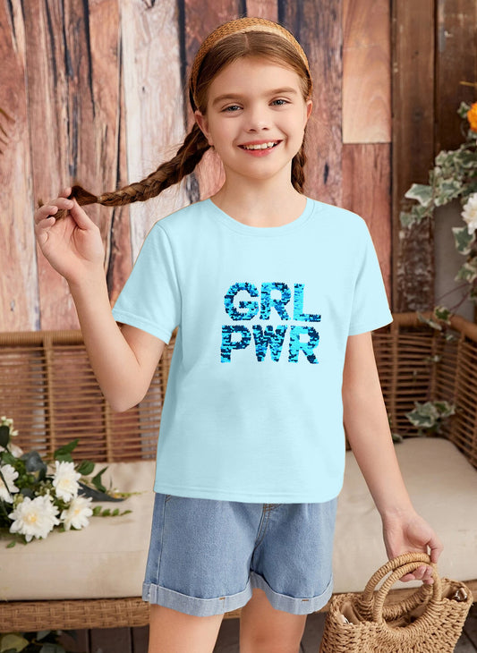 Blue Flip Sequin Girls T-shirt